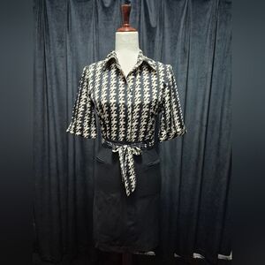 Shelby & Palmer Black and Cream Houndstooth Dress